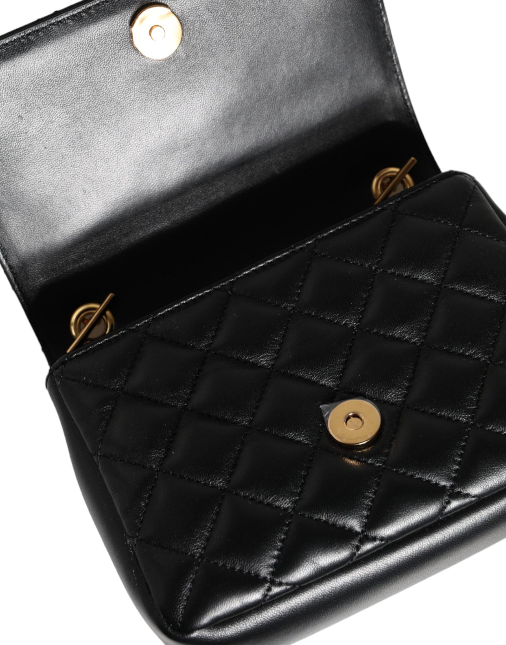 Black Quilted Lambskin Leather Crossbody Shoulder Bag - GLAMHUB BOUTIQUE 