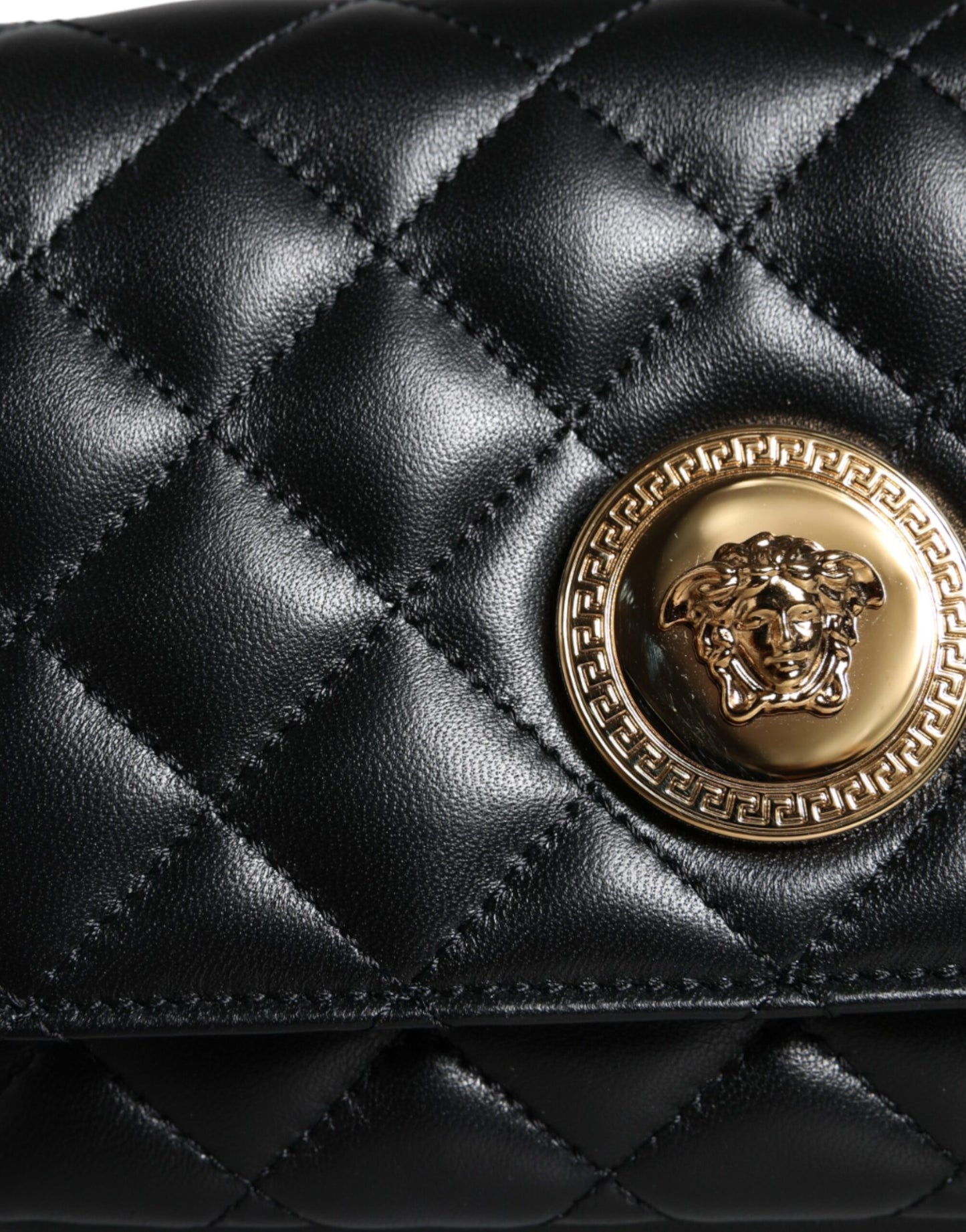 Black Quilted Lambskin Leather Crossbody Shoulder Bag - GLAMHUB BOUTIQUE 