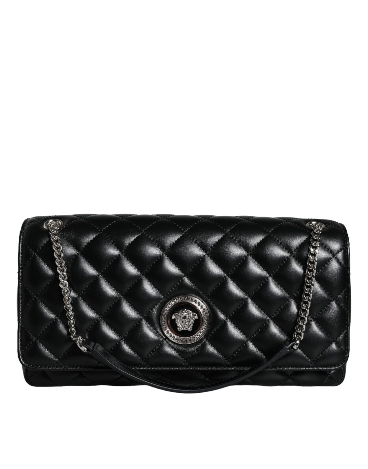 Black Quilted Lambskin Leather Crossbody Shoulder Bag - GLAMHUB BOUTIQUE 