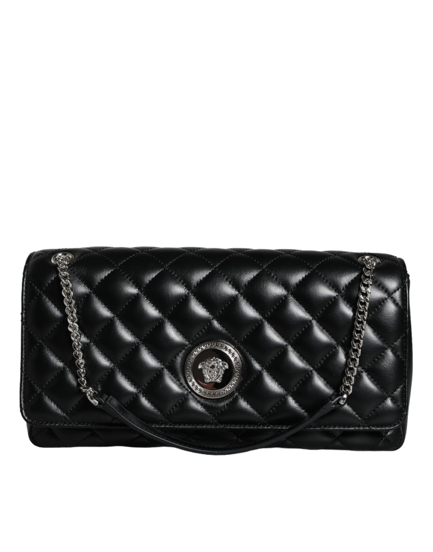 Black Quilted Lambskin Leather Crossbody Shoulder Bag - GLAMHUB BOUTIQUE 