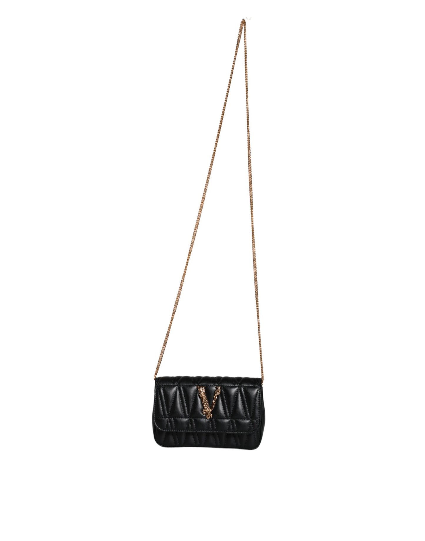 Black Mini Nappa Leather Crossbody Shoulder Bag - GLAMHUB BOUTIQUE 