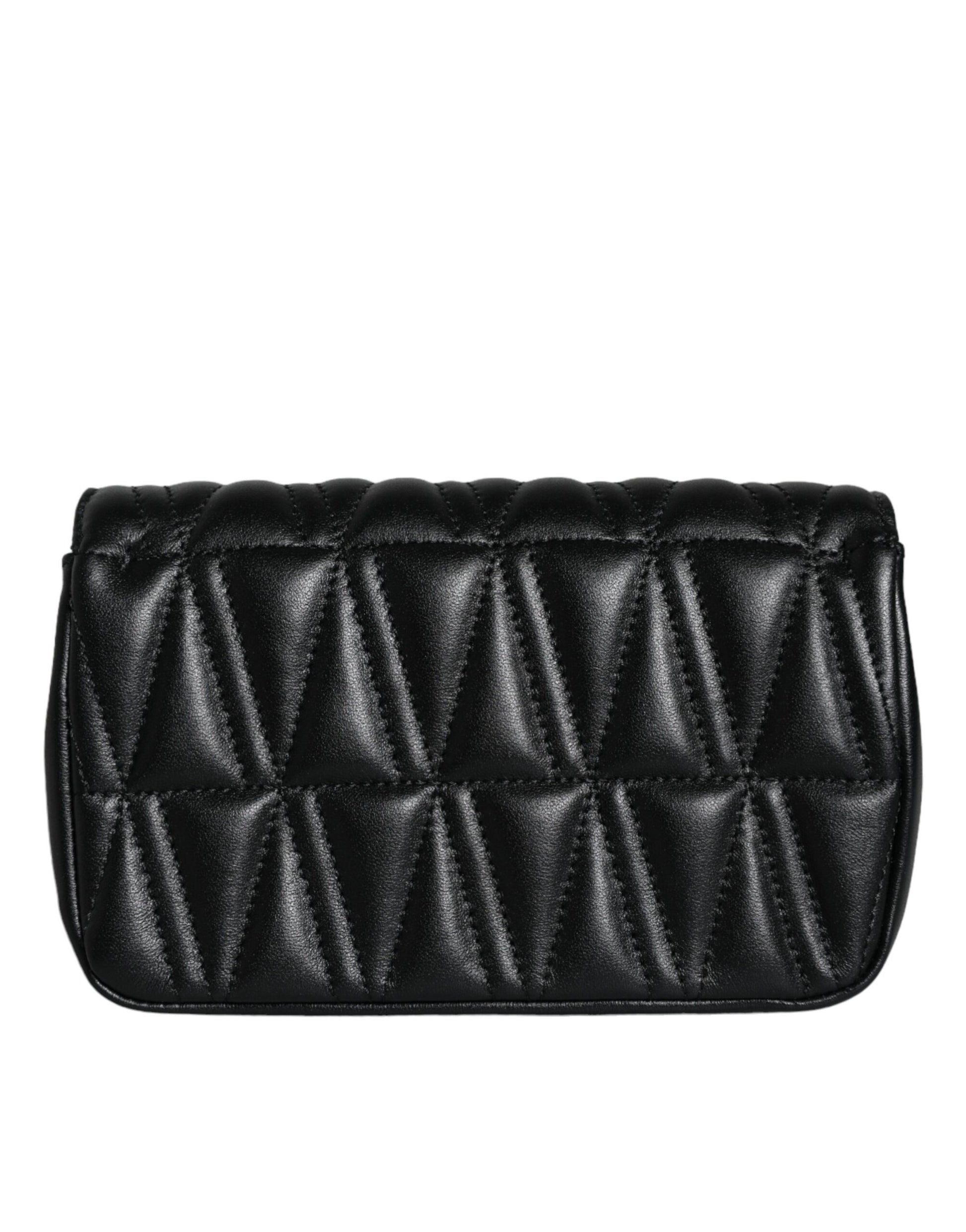 Black Mini Nappa Leather Crossbody Shoulder Bag - GLAMHUB BOUTIQUE 