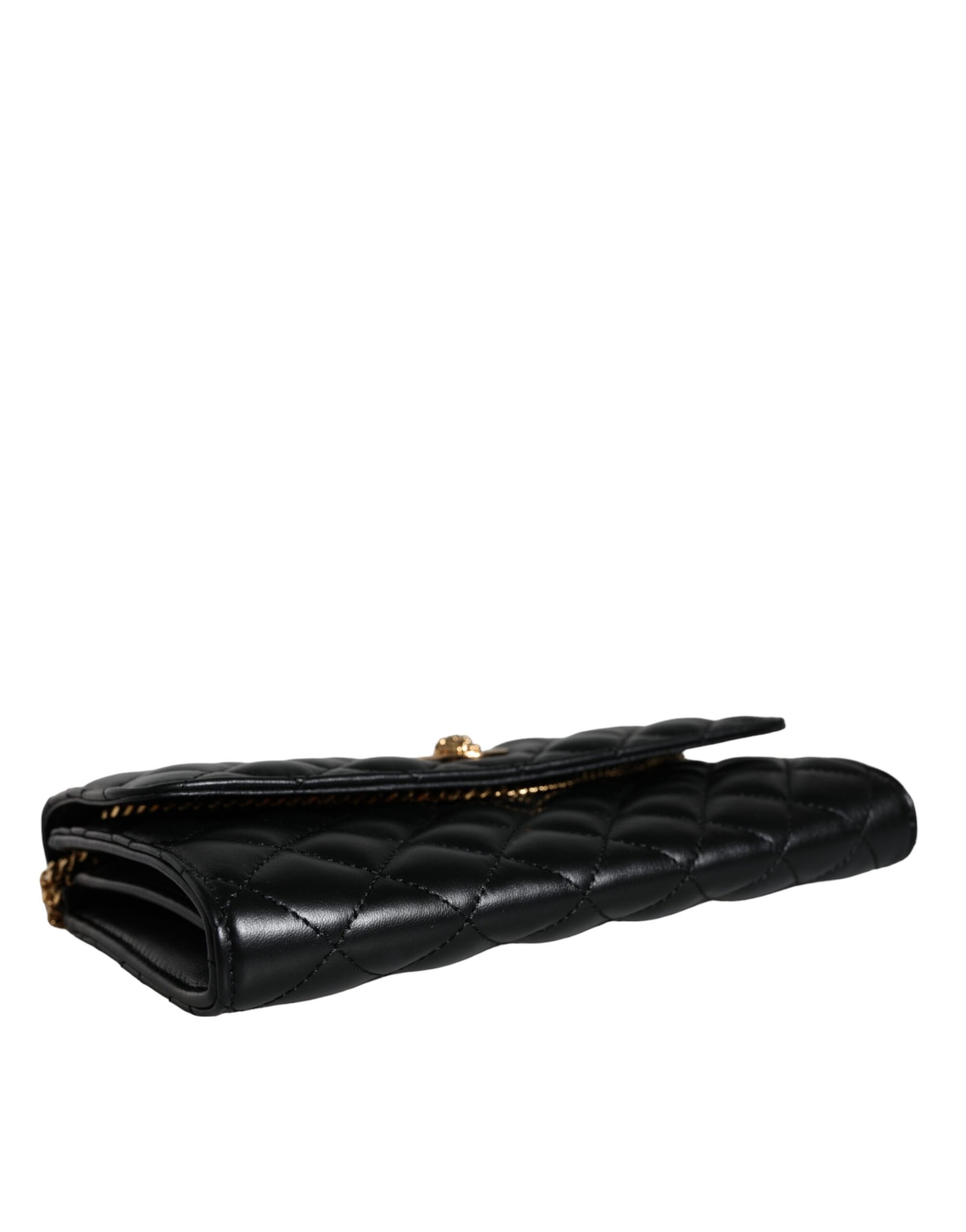 Black Quilted Nappa Leather Crossbody Shoulder Bag - GLAMHUB BOUTIQUE 