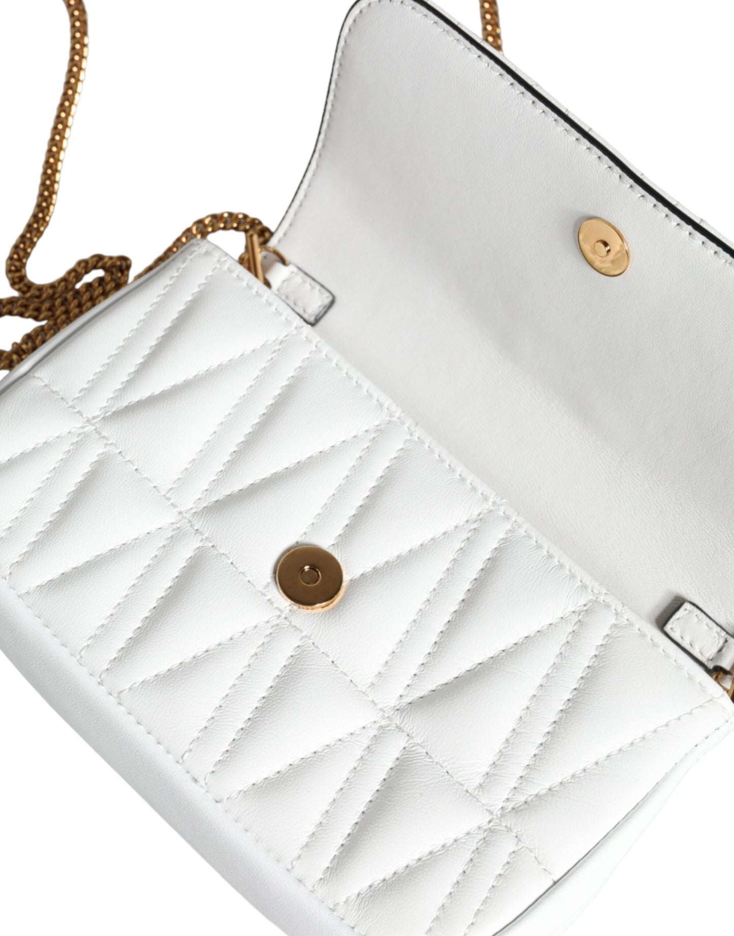 White Quilted Nappa Leather Crossbody Shoulder Bag - GLAMHUB BOUTIQUE 