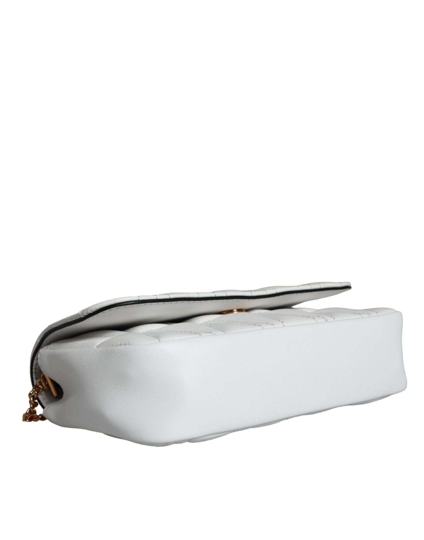 White Quilted Nappa Leather Crossbody Shoulder Bag - GLAMHUB BOUTIQUE 