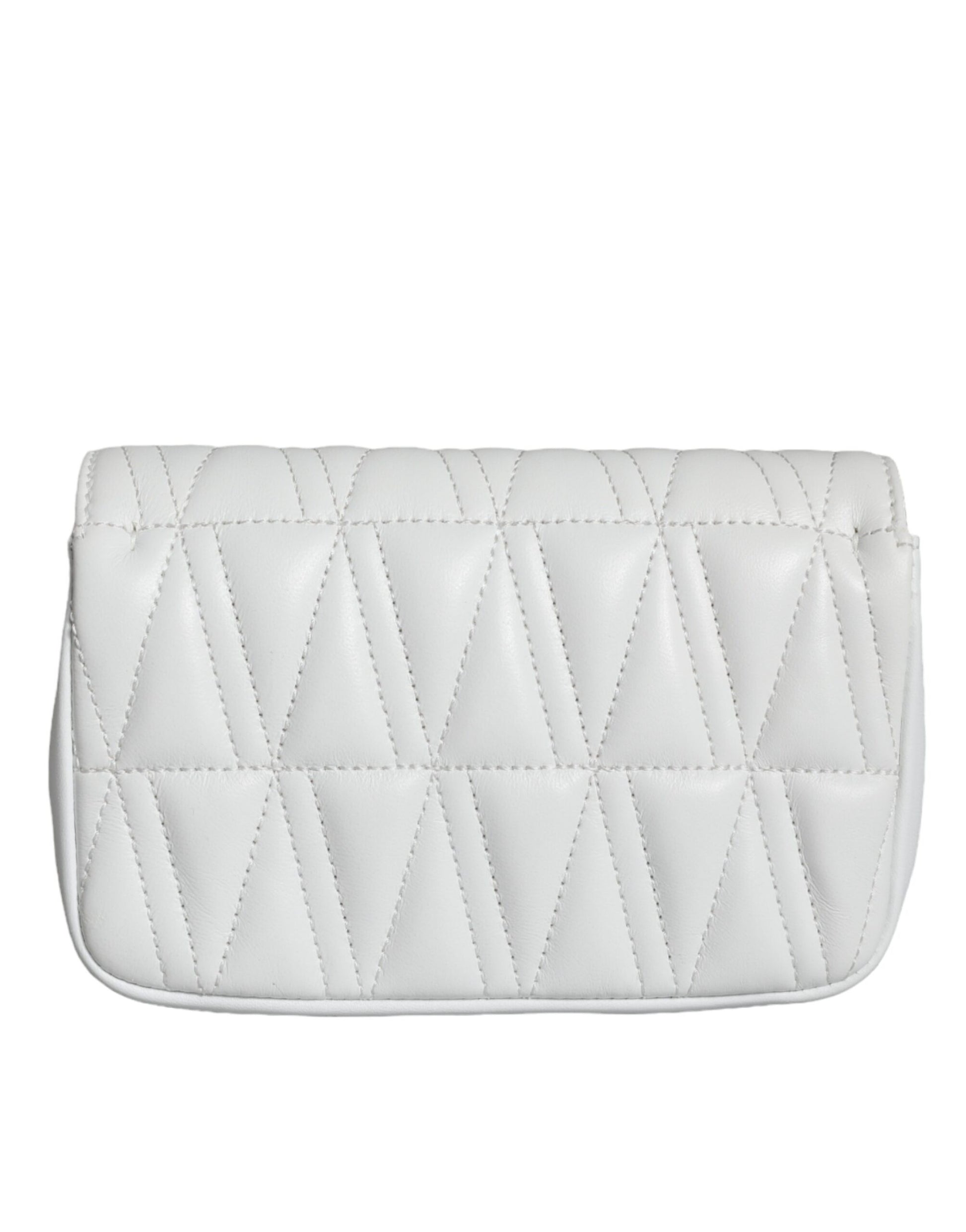 White Quilted Nappa Leather Crossbody Shoulder Bag - GLAMHUB BOUTIQUE 