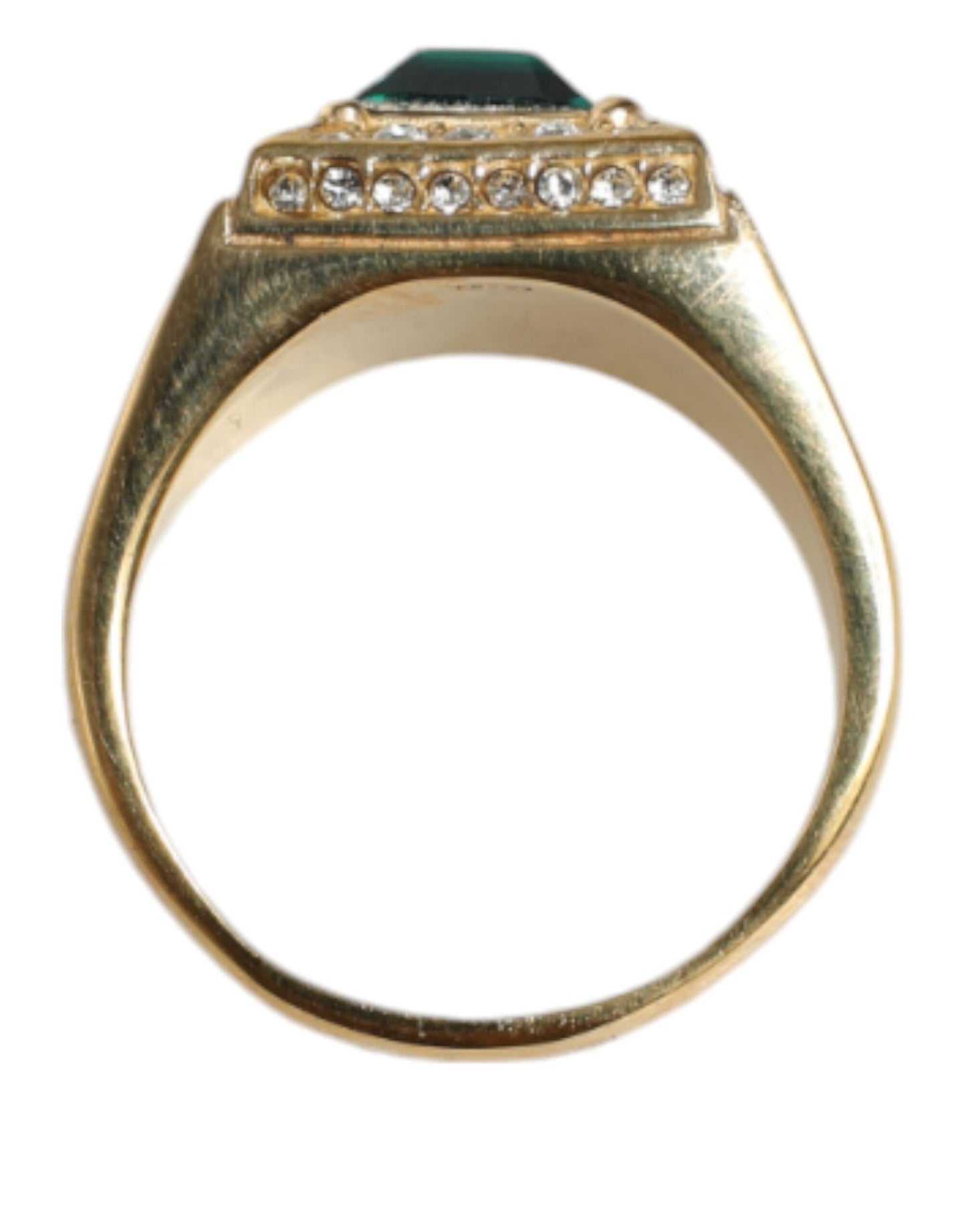 Gold Plated 925 Silver Green Crystal Ring