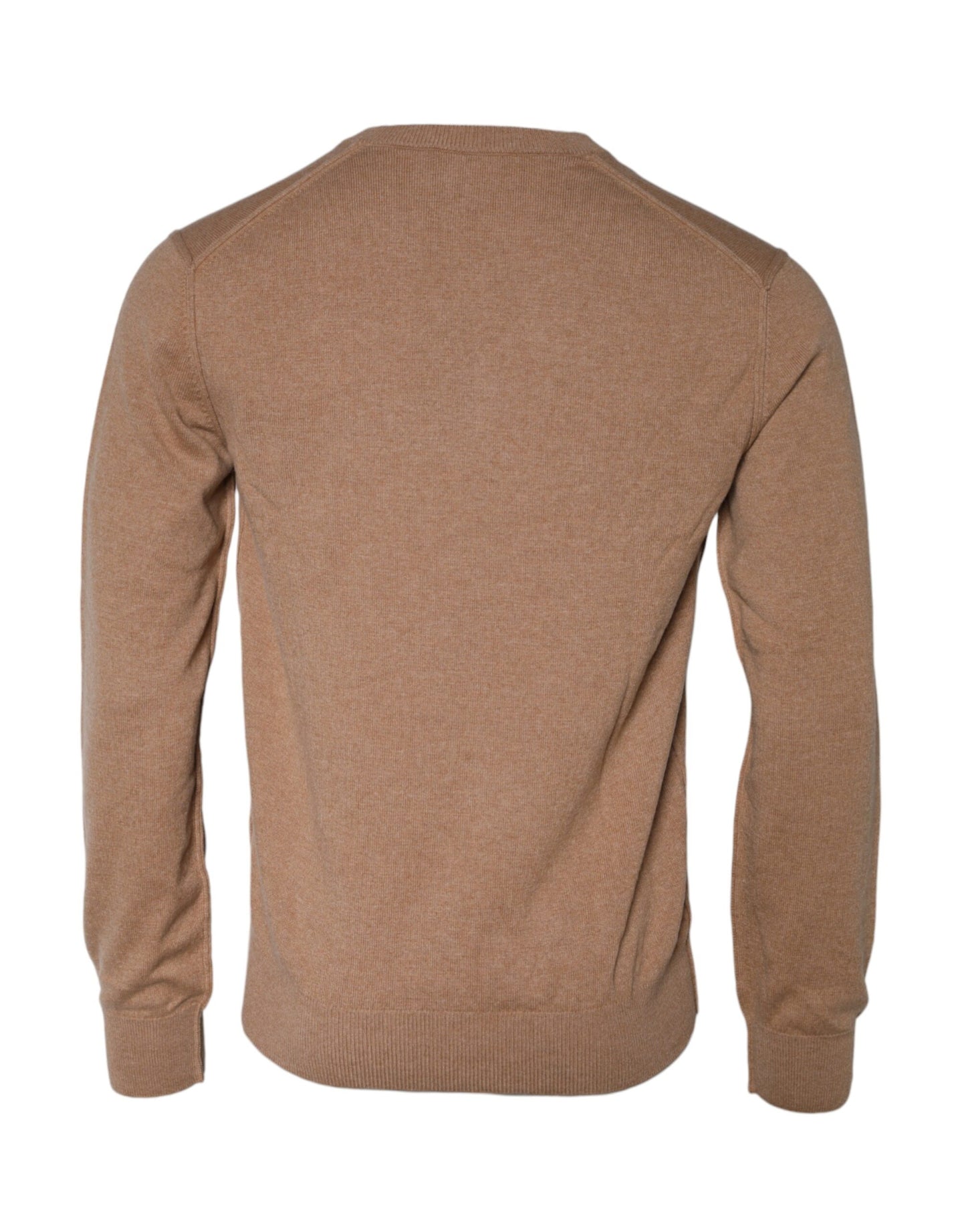 Brown Cashmere Knit V-neck Pullover Sweater