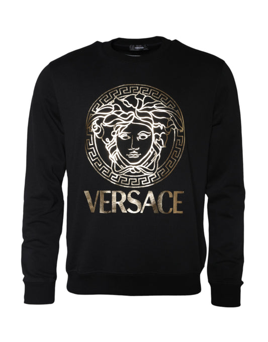 Black Medusa Fleece Cotton Crew Neck Sweatshirt Sweater - GLAMHUB BOUTIQUE 