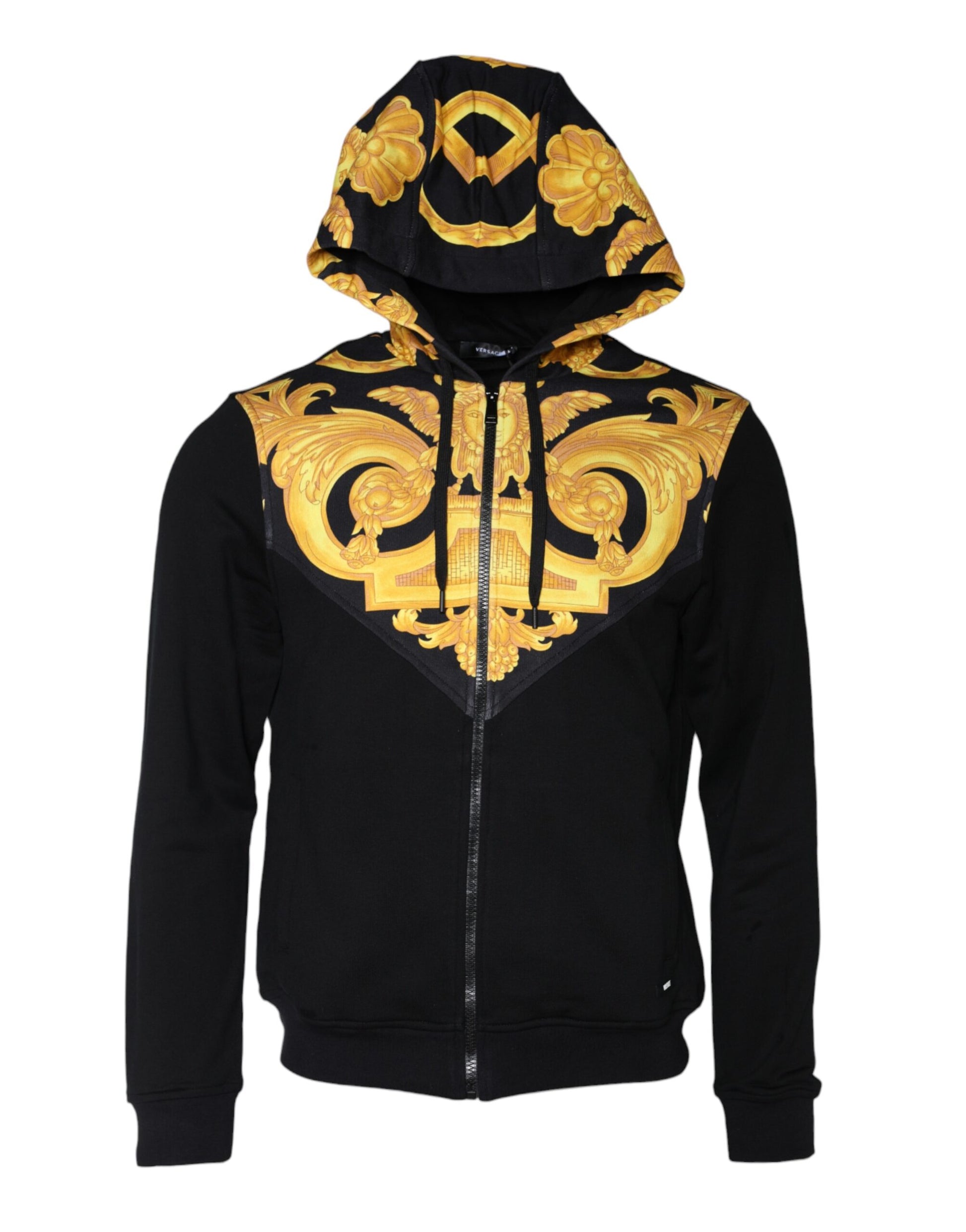 Black Medusa Print Cotton Full Zip HoodieSweatshirt Sweater - GLAMHUB BOUTIQUE 