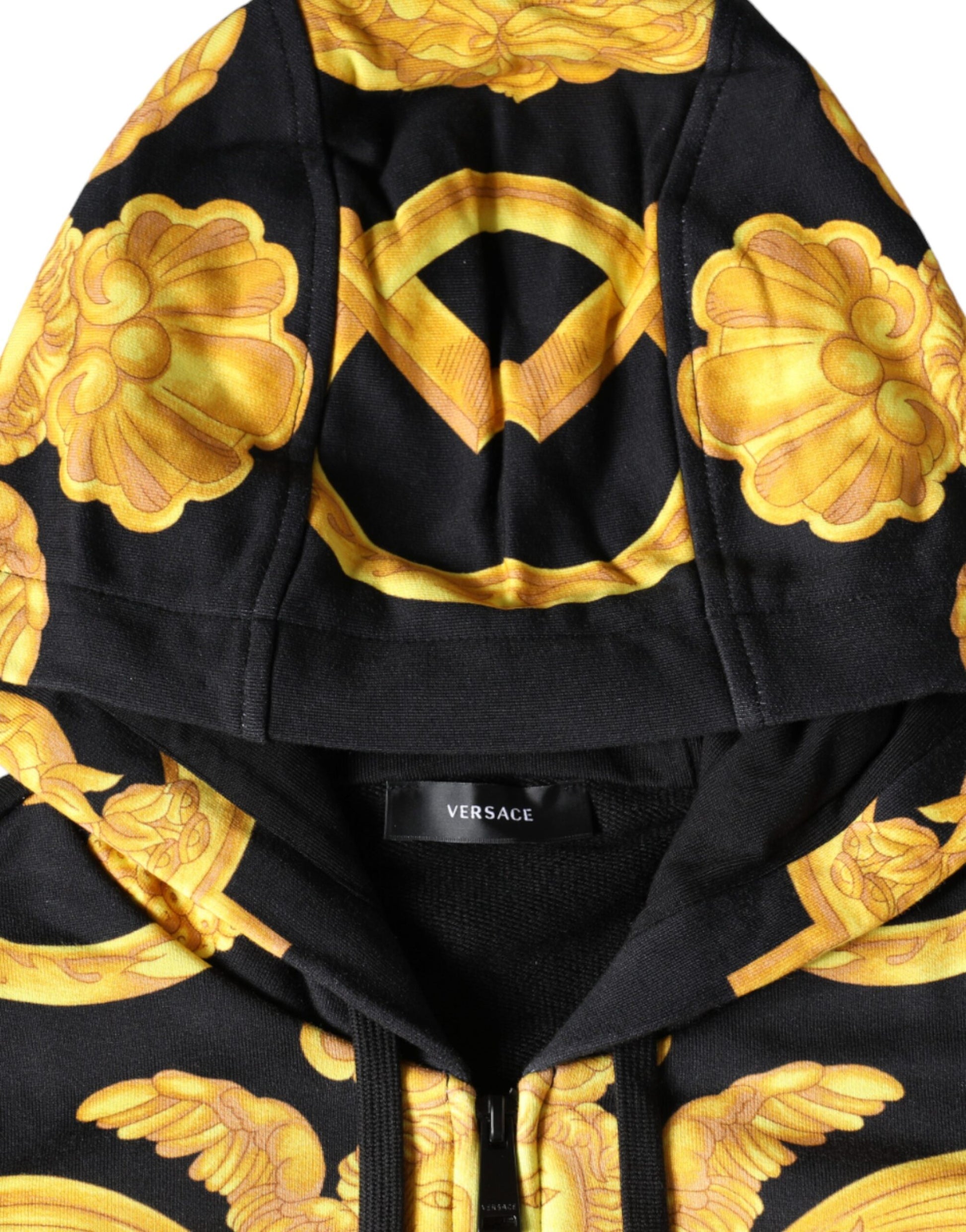 Black Medusa Print Cotton Full Zip HoodieSweatshirt Sweater - GLAMHUB BOUTIQUE 