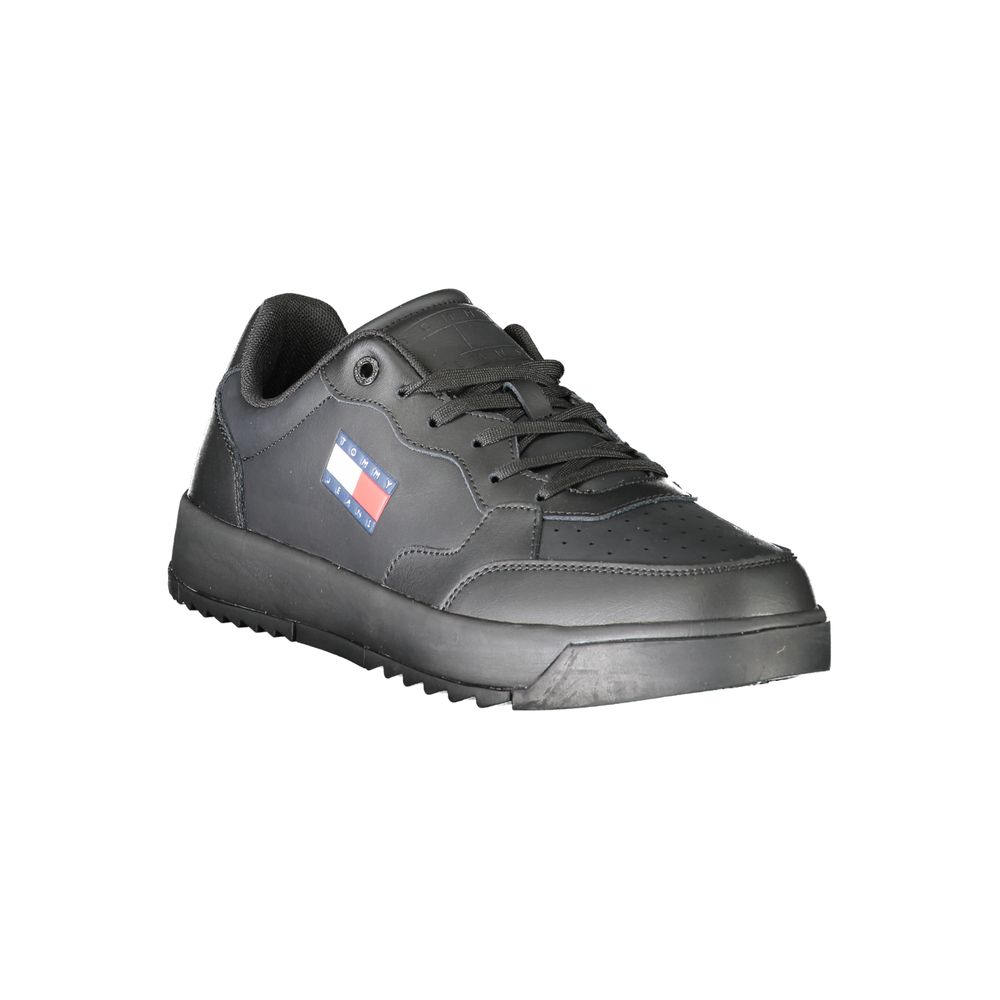 Black Polyethylene Men Sneaker - GlamHub Luxury and Icon Brand Clothing