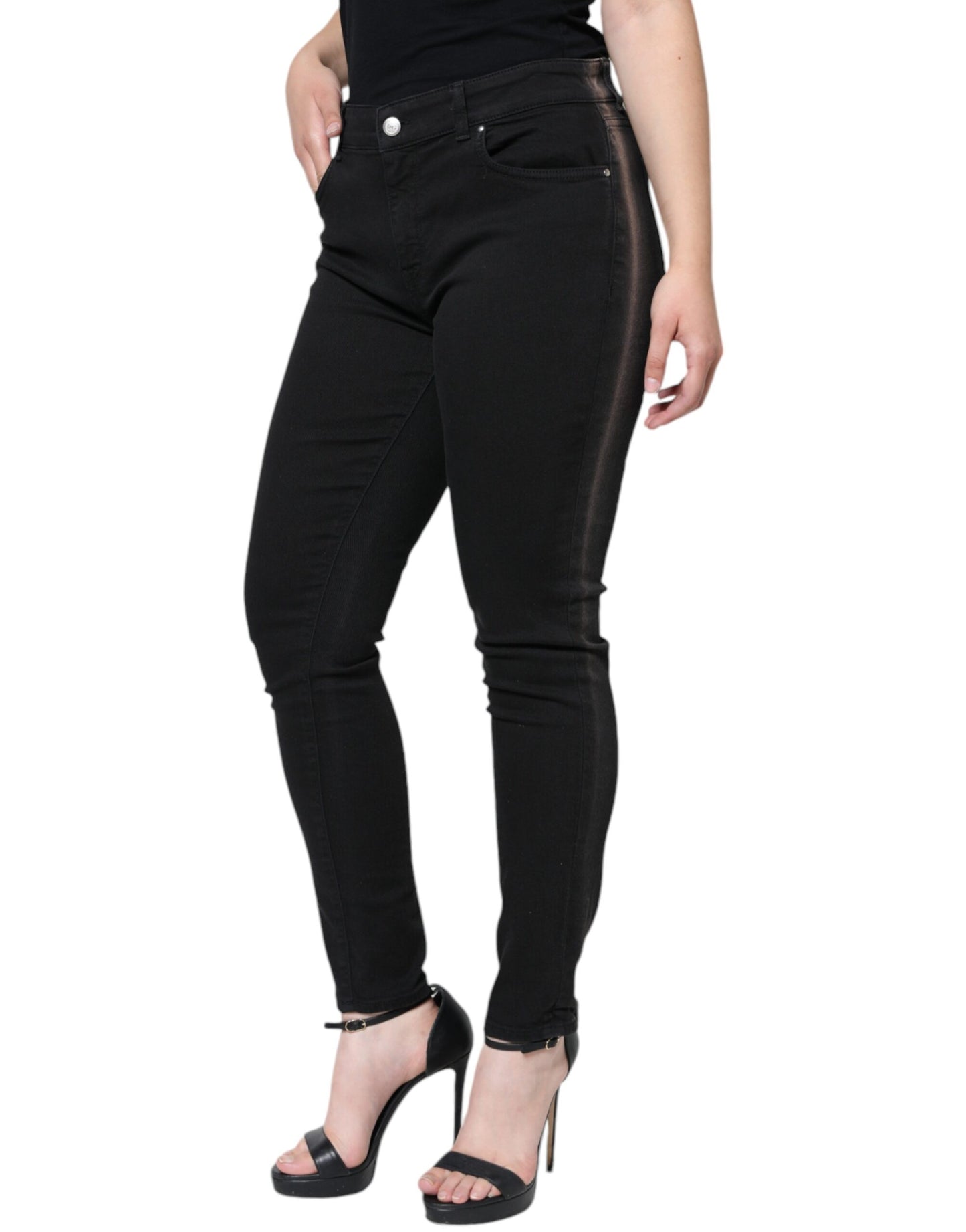 Black Cotton Stretch Skinny Denim Jeans