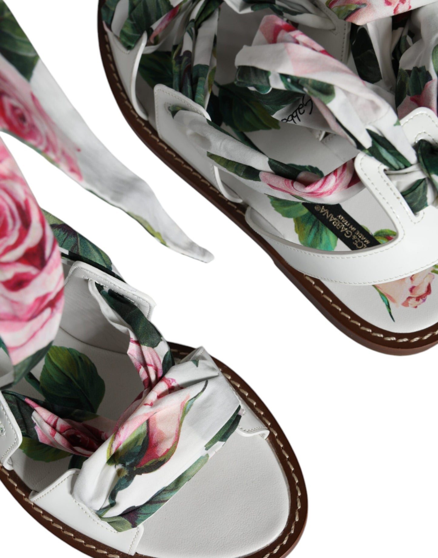 Multicolor Floral Print Ankle Wrap Sandals Shoes