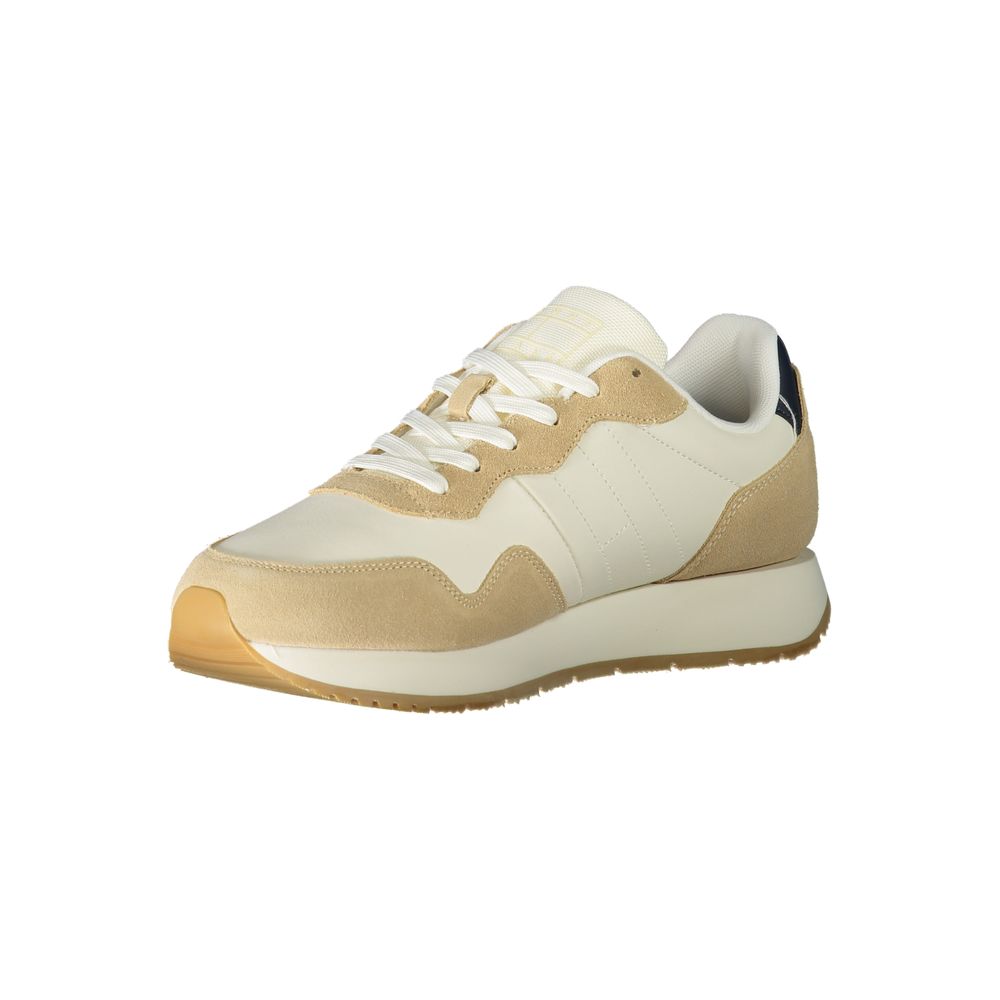 Beige Leather Men Sneaker - GlamHub Luxury and Icon Brand Clothing