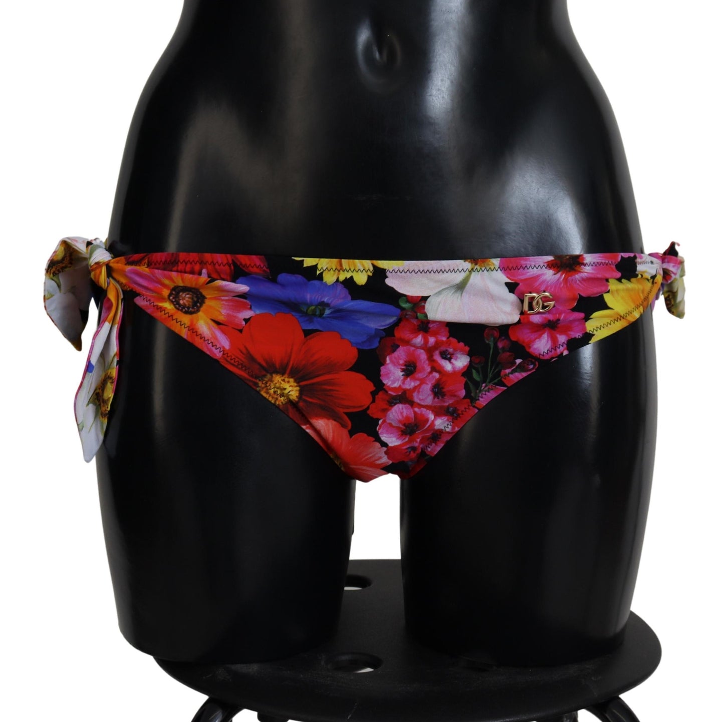 Black Floral Print Swimsuit Bikini Bottom Swimwear