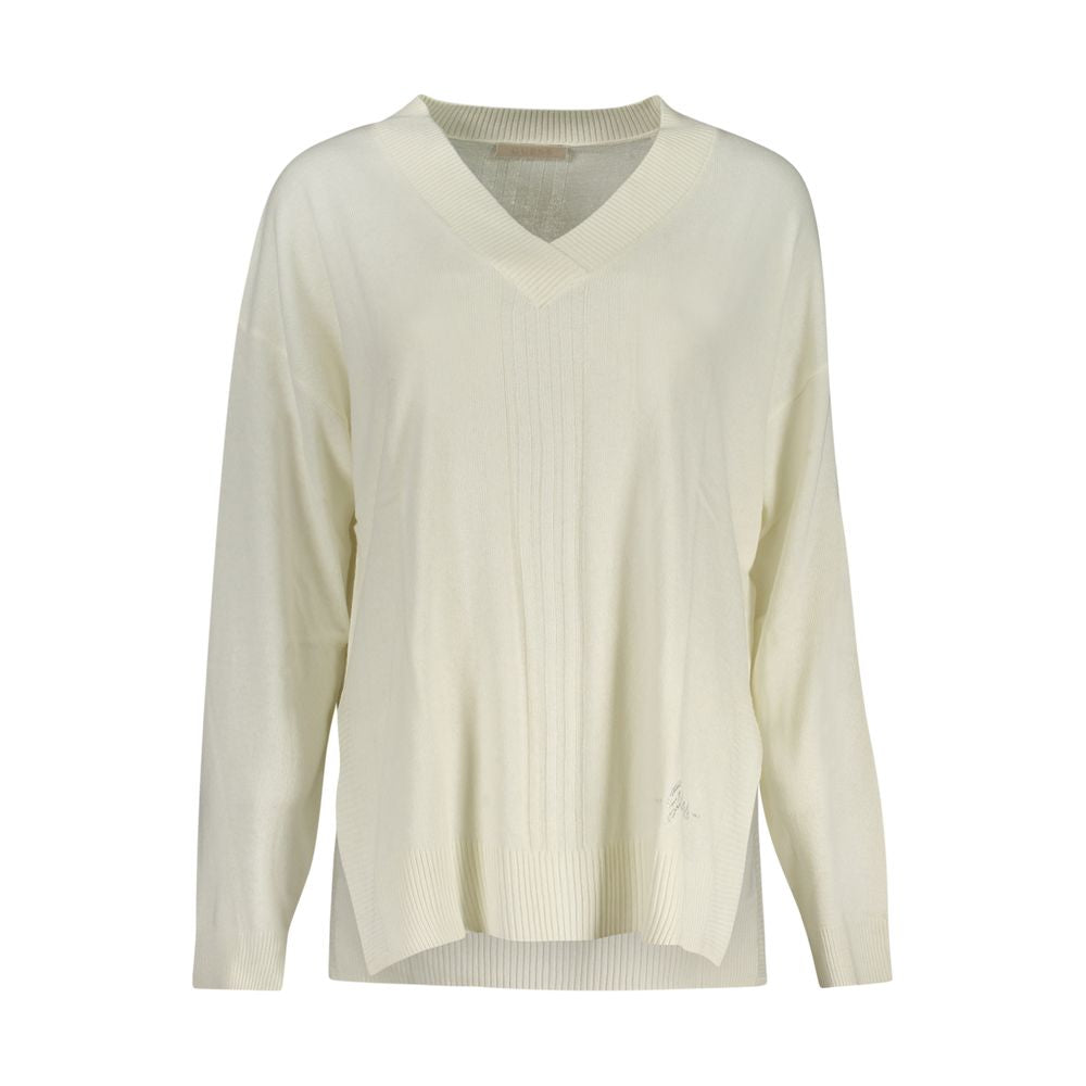 White Acrylic Women Sweater - GlamHub Luxury and Icon Brand Clothing