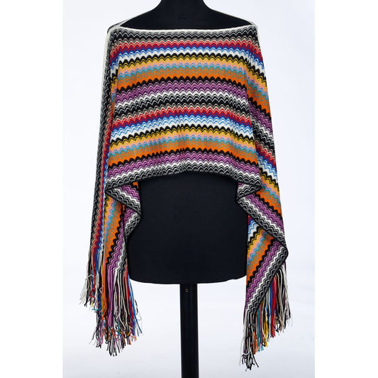 Multicolor Wool Poncho - GlamHub Luxury and Icon Brand Clothing