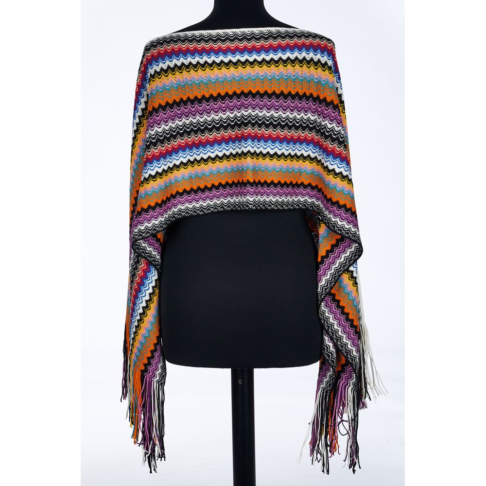 Multicolor Wool Poncho - GlamHub Luxury and Icon Brand Clothing