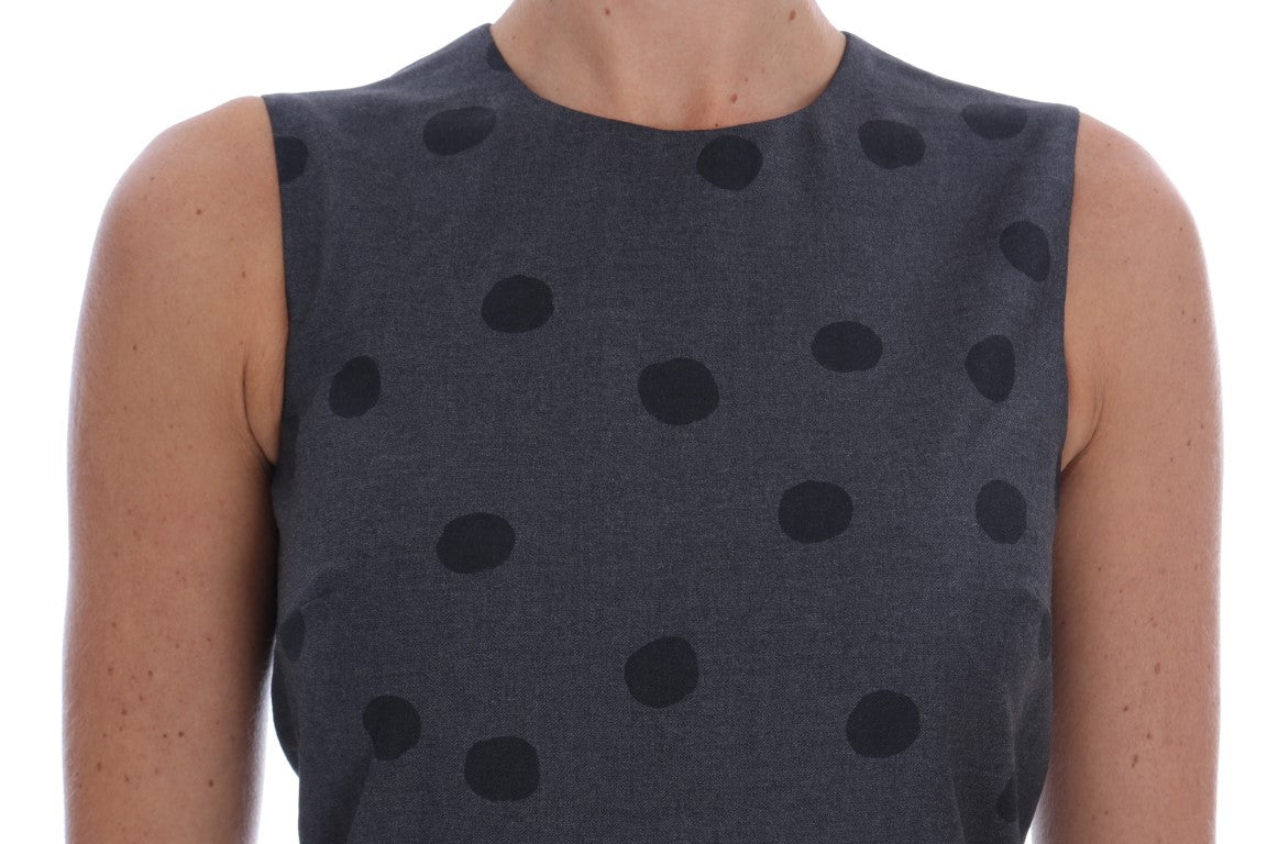 Chic Sleeveless Polka Dotted Wool Dress - GlamHub Luxury and Icon Brand Clothing