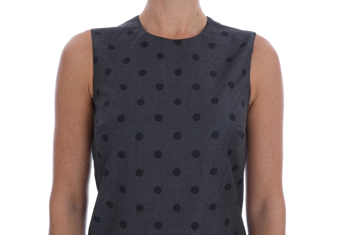 Chic Sleeveless Polka Dot Wool Dress - GlamHub Luxury and Icon Brand Clothing