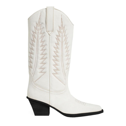 White Leather Boot - GlamHub Luxury and Icon Brand Clothing