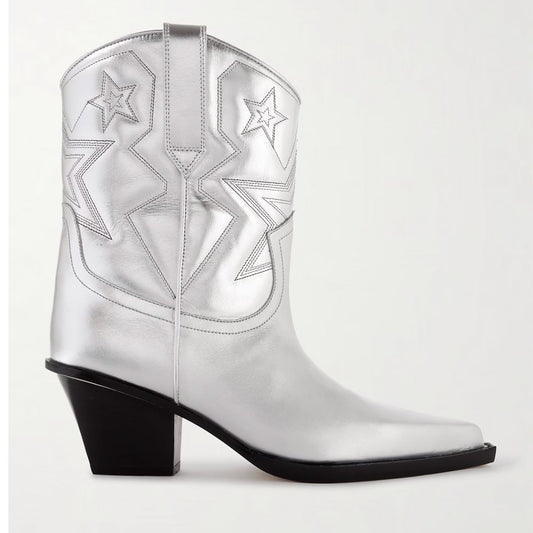 Gray Leather Boot - GlamHub Luxury and Icon Brand Clothing