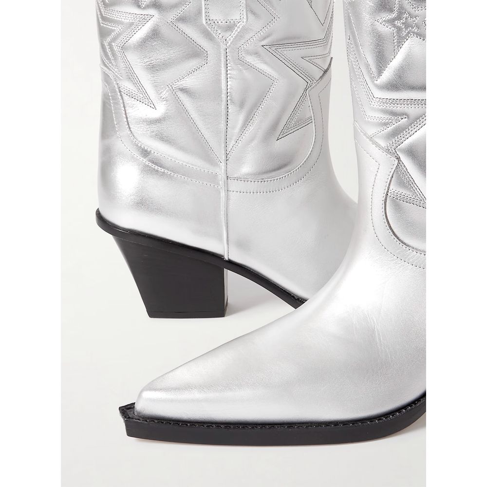 Gray Leather Boot - GlamHub Luxury and Icon Brand Clothing