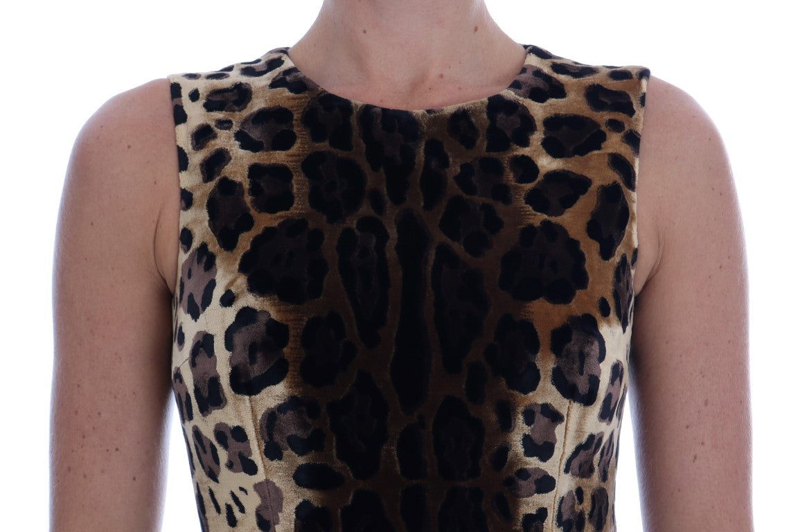 Sleeveless Leopard Mini Sheath Dress - GlamHub Luxury and Icon Brand Clothing