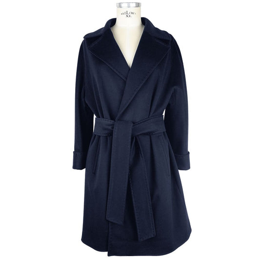 Blue Wool Vergine Jackets & Coat - GlamHub Luxury and Icon Brand Clothing