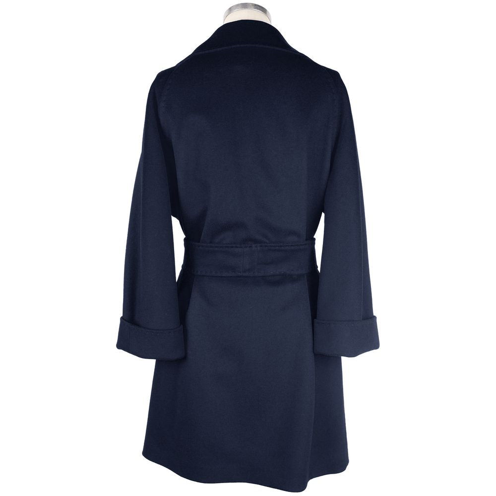 Blue Wool Vergine Jackets & Coat - GlamHub Luxury and Icon Brand Clothing