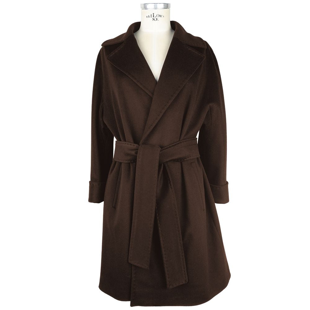 Brown Wool Vergine Jackets & Coat - GlamHub Luxury and Icon Brand Clothing