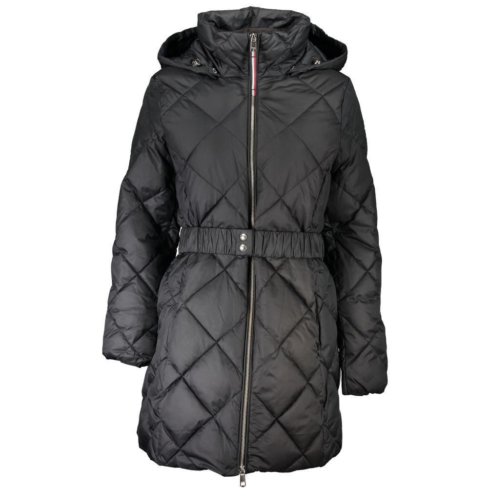 Black Polyester Jackets & Coat - GlamHub Luxury and Icon Brand Clothing