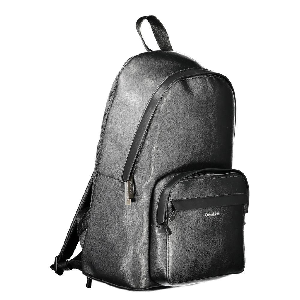 Black Polyester Backpack - GlamHub Luxury and Icon Brand Clothing