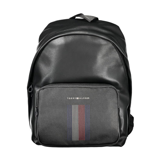 Black Polyester Backpack - GlamHub Luxury and Icon Brand Clothing