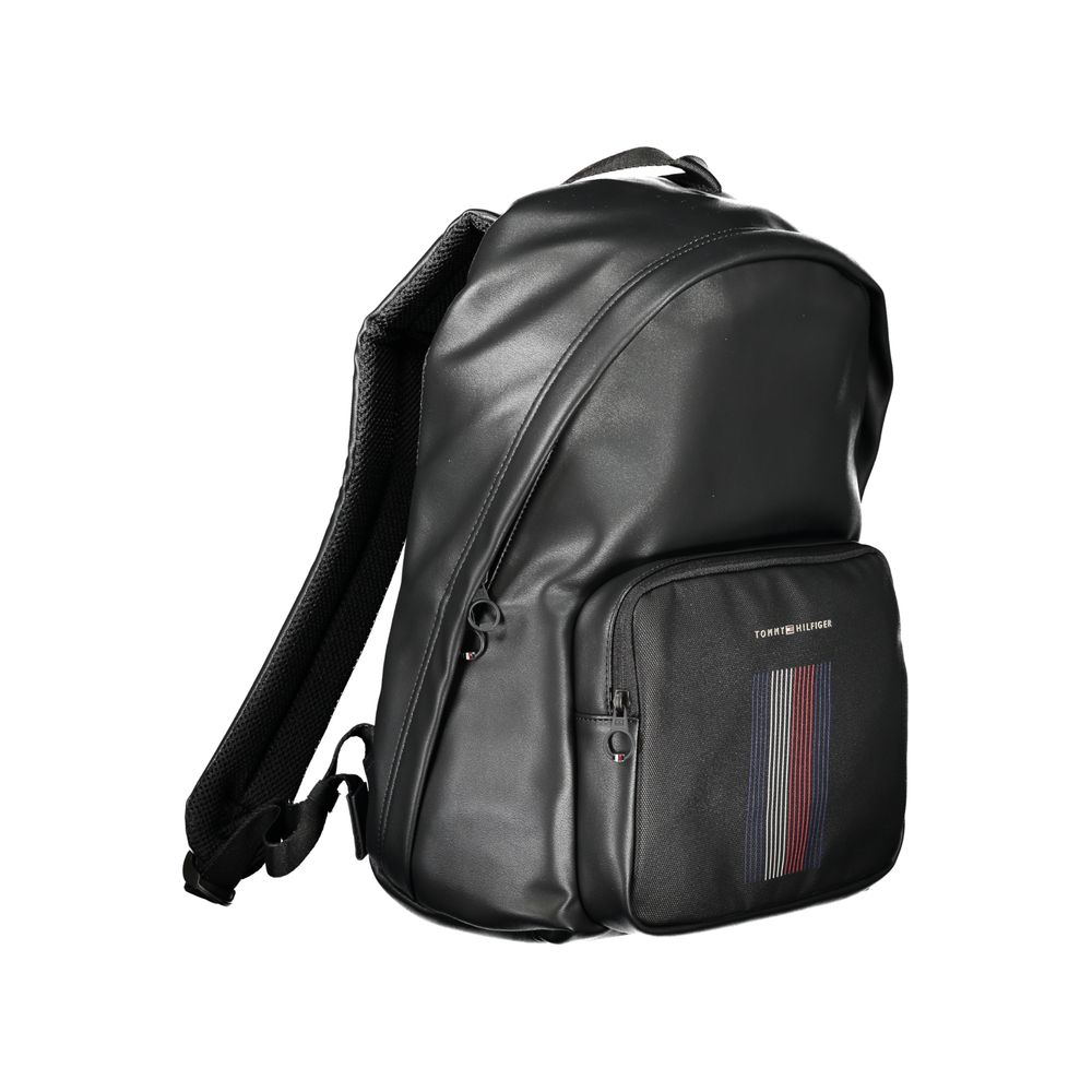 Black Polyester Backpack - GlamHub Luxury and Icon Brand Clothing