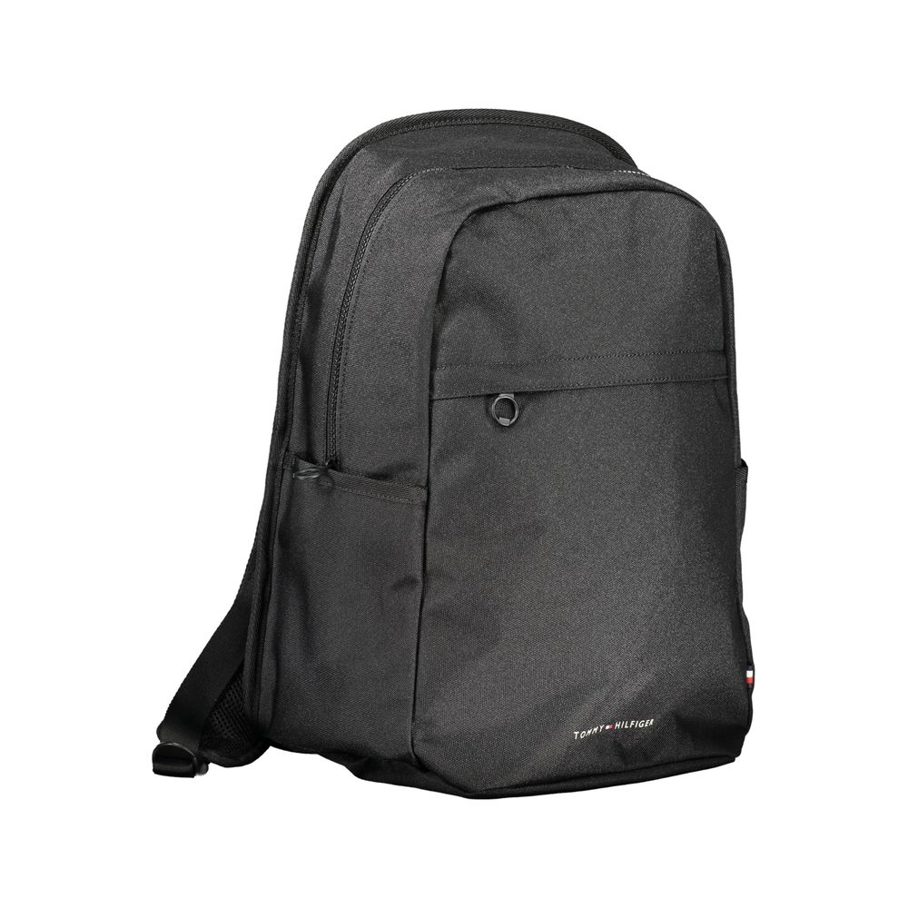 Black Polyester Backpack - GlamHub Luxury and Icon Brand Clothing