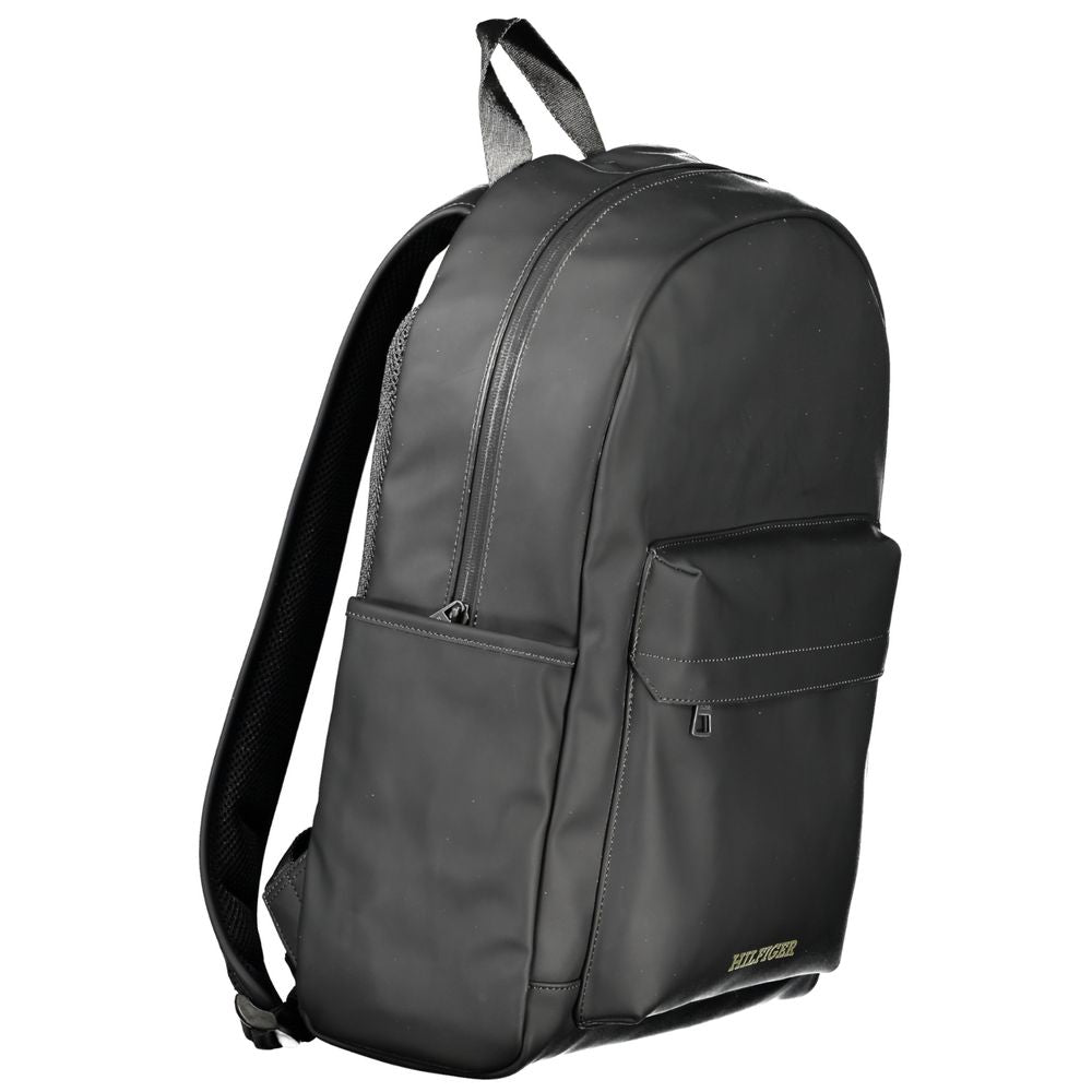 Black Polyester Backpack - GlamHub Luxury and Icon Brand Clothing