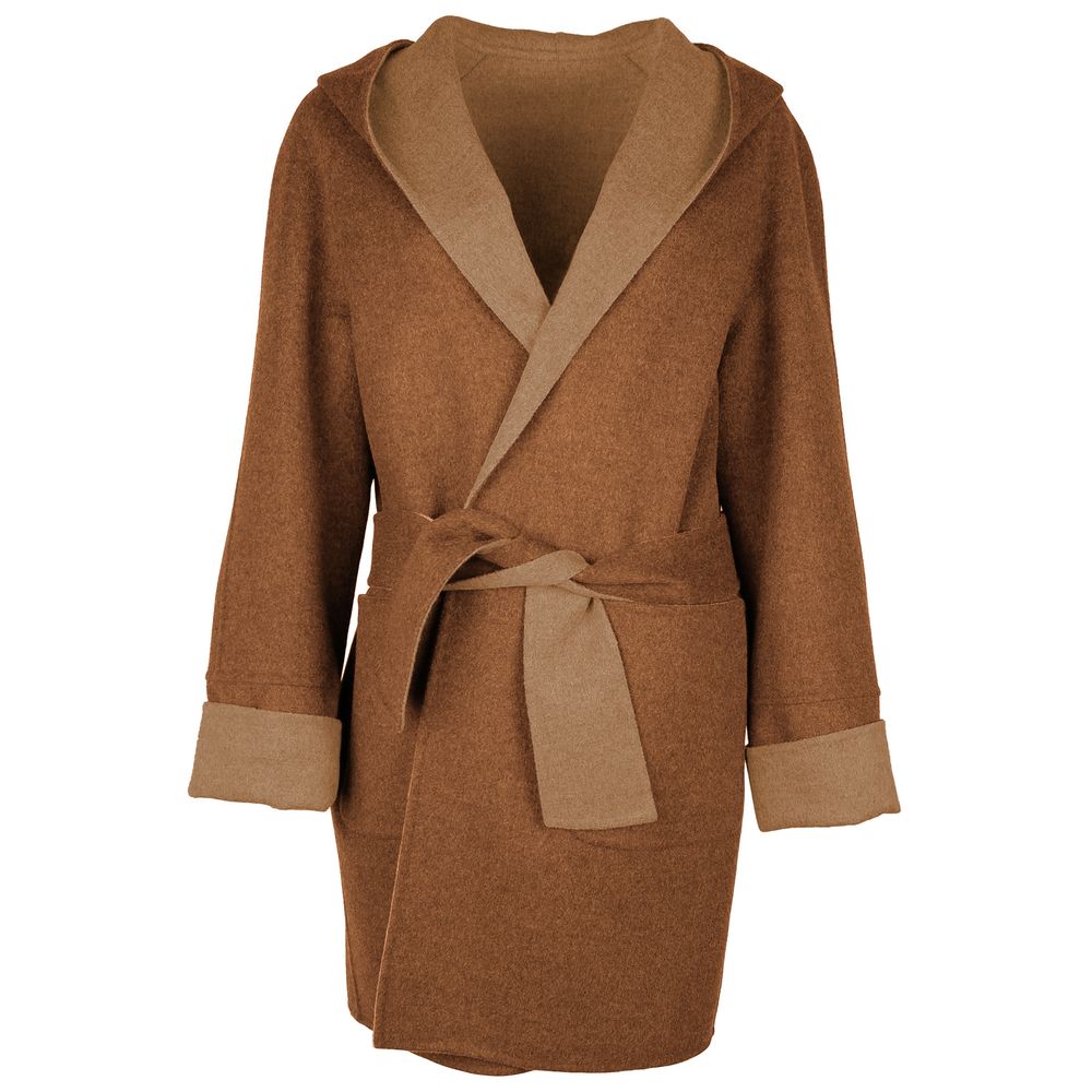 Brown Wool Vergine Jackets & Coat - GlamHub Luxury and Icon Brand Clothing