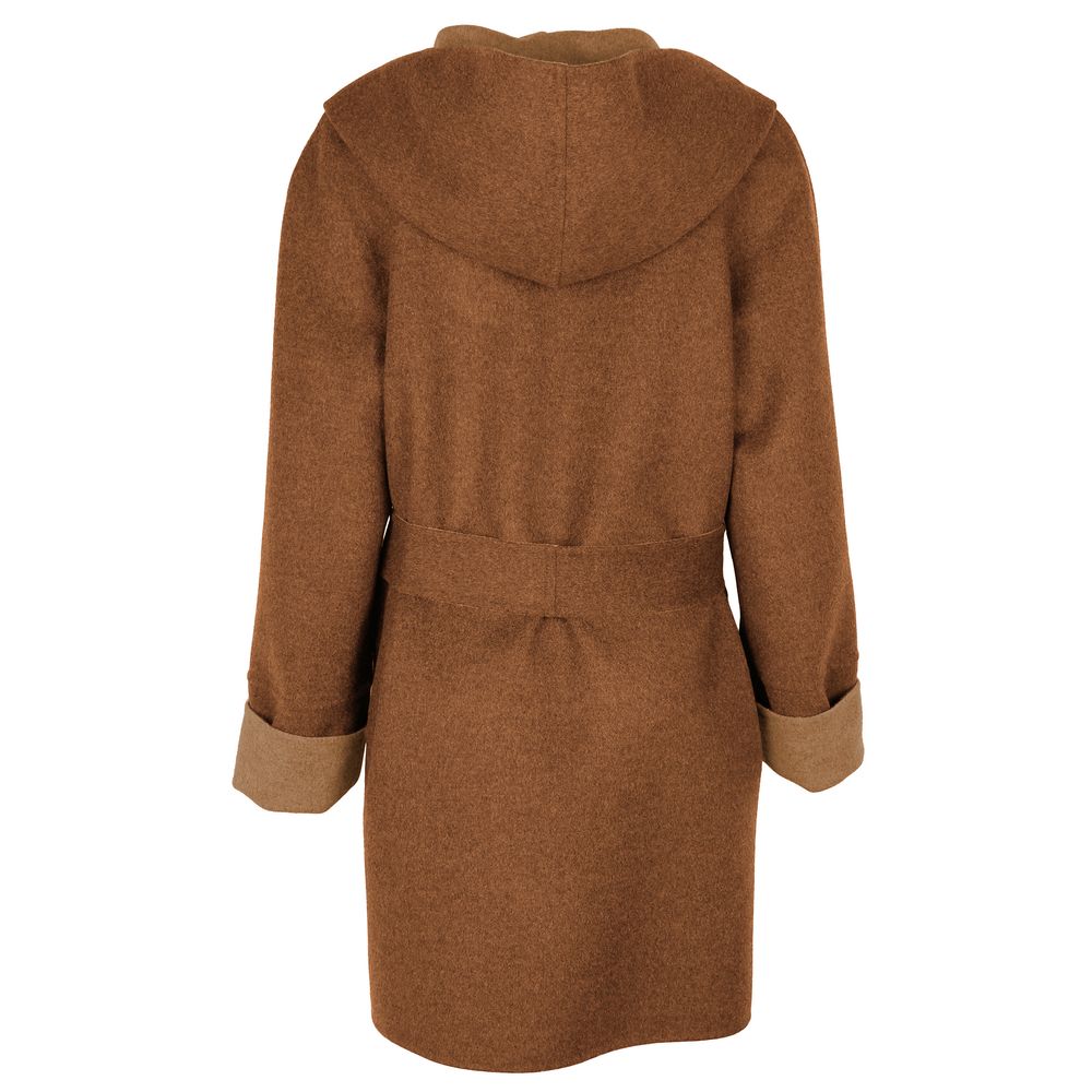 Brown Wool Vergine Jackets & Coat - GlamHub Luxury and Icon Brand Clothing