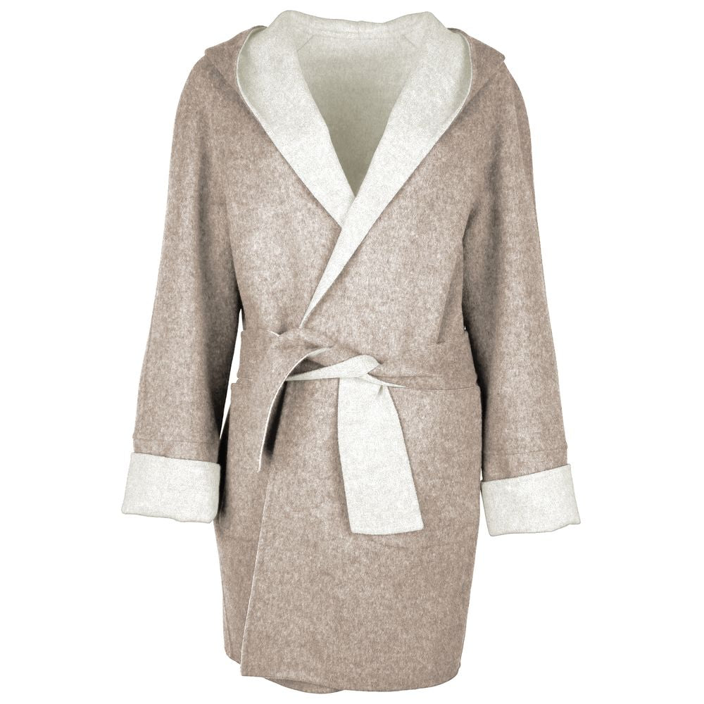 Beige Wool Vergine Jackets & Coat - GlamHub Luxury and Icon Brand Clothing