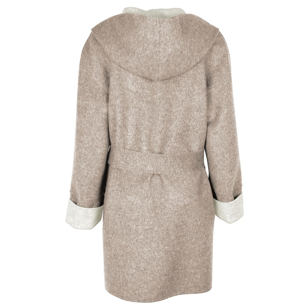 Beige Wool Vergine Jackets & Coat - GlamHub Luxury and Icon Brand Clothing