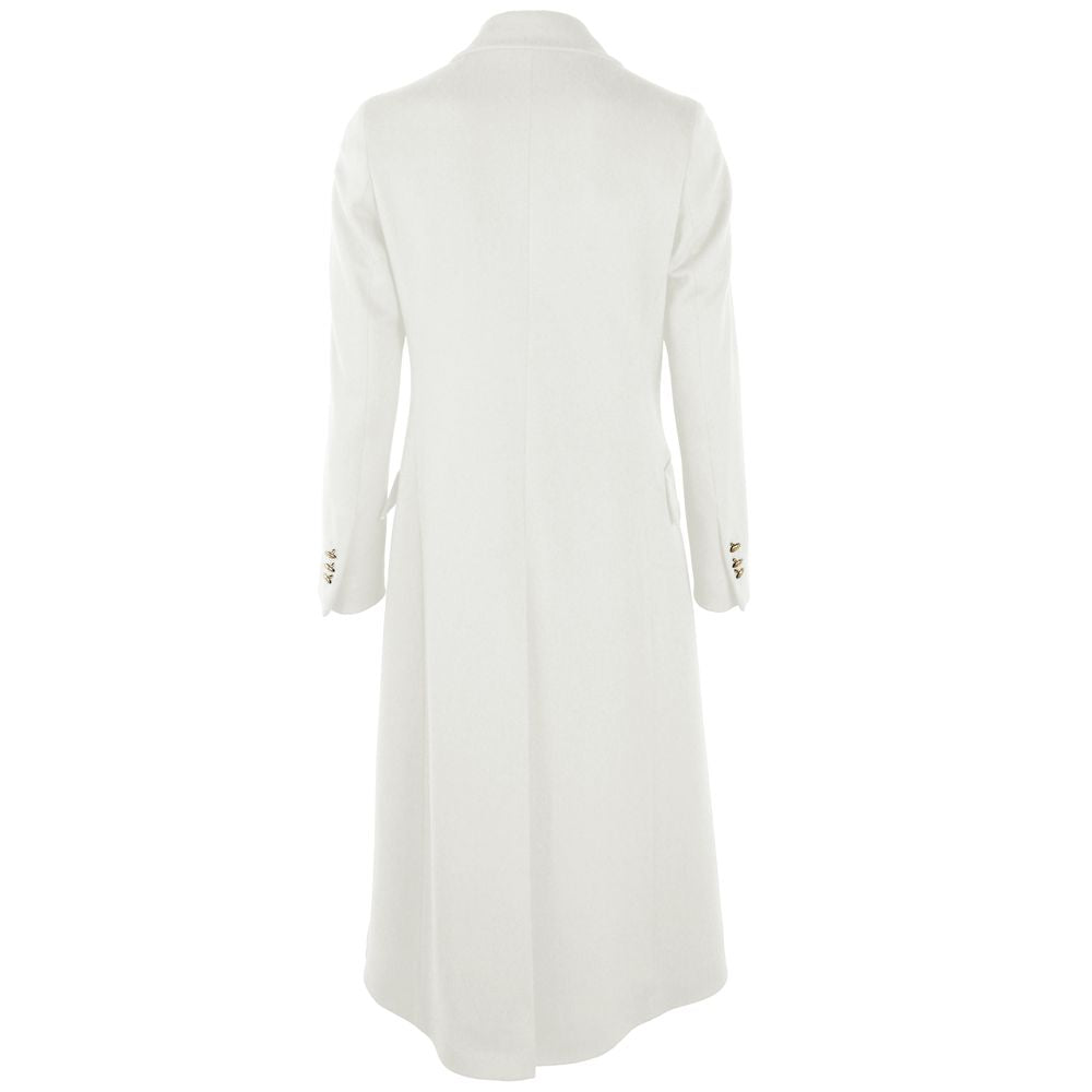 White Wool Vergine Jackets & Coat - GlamHub Luxury and Icon Brand Clothing