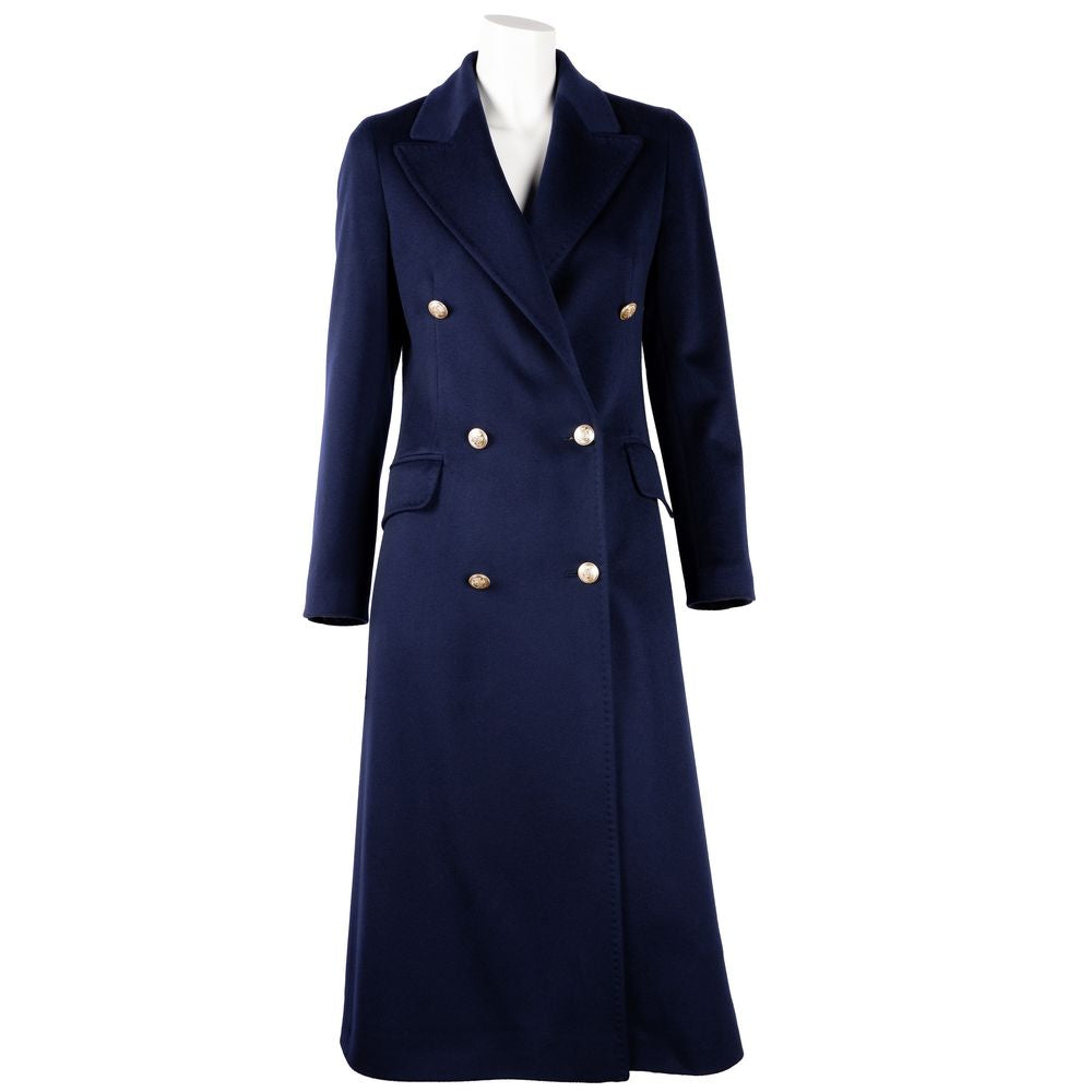 Blue Wool Vergine Jackets & Coat - GlamHub Luxury and Icon Brand Clothing