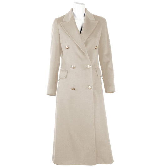 Beige Wool Vergine Jackets & Coat - GlamHub Luxury and Icon Brand Clothing