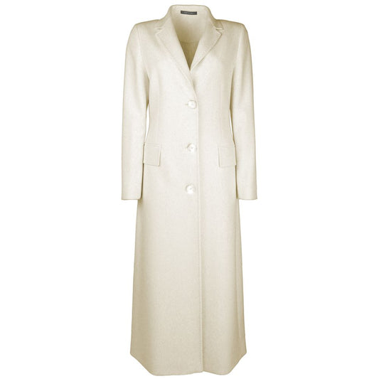 White Wool Vergine Jackets & Coat - GlamHub Luxury and Icon Brand Clothing