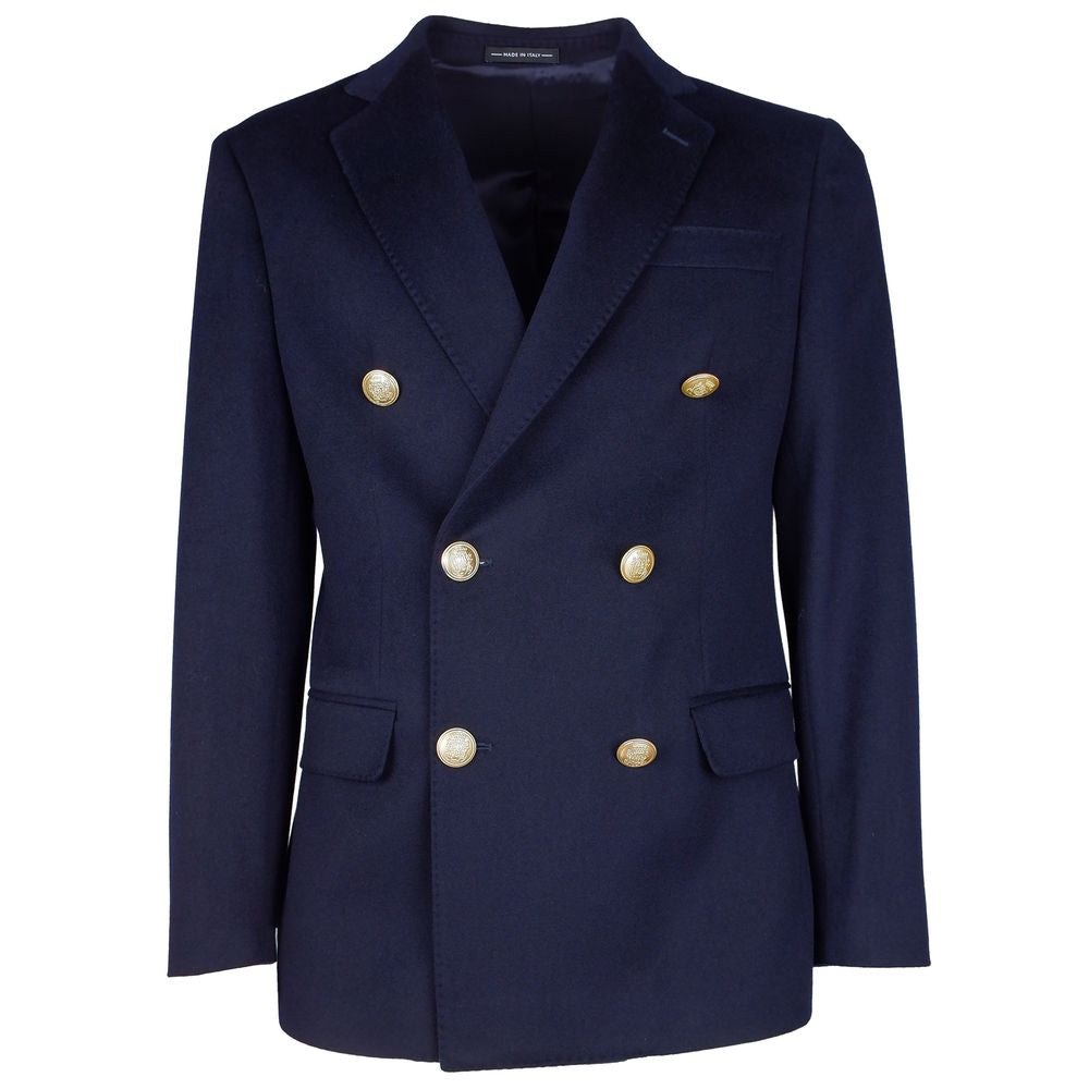 Blue Wool Vergine Blazer - GlamHub Luxury and Icon Brand Clothing