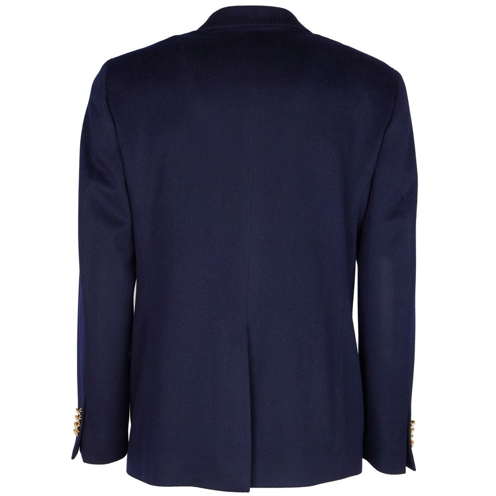 Blue Wool Vergine Blazer - GlamHub Luxury and Icon Brand Clothing