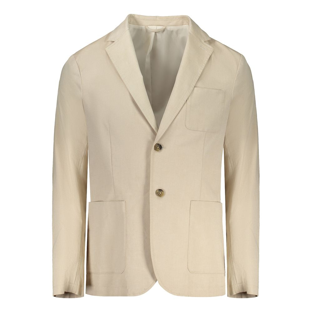 Beige Cotton Jacket - GlamHub Luxury and Icon Brand Clothing