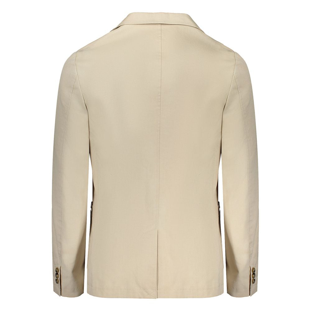 Beige Cotton Jacket - GlamHub Luxury and Icon Brand Clothing